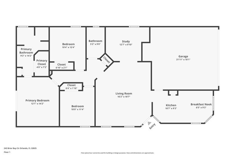 2,315/Mo, 242 Briar Bay Circle Orlando, FL 32825 Floor Plan View