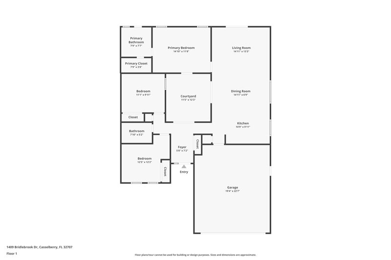 2,315/Mo, 1409 Bridlebrook Drive Casselberry, FL 32707 Floor Plan View