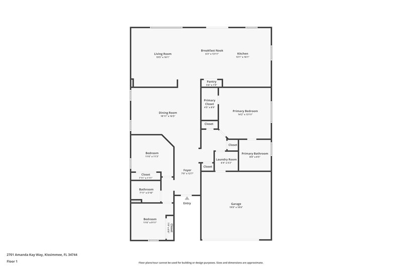 1,960/Mo, 2701 Amanda Kay Way Kissimmee, FL 34744 Floor Plan View
