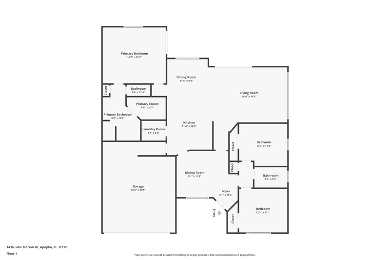2,335/Mo, 1436 Lake Marion Drive Apopka, FL 32712 Floor Plan View