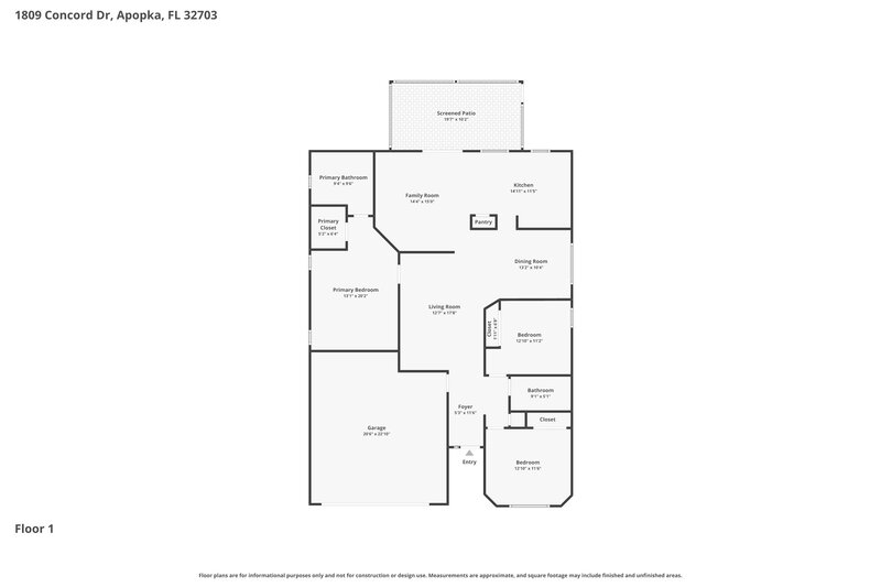 2,355/Mo, 1809 Concord Drive Apopka, FL 32703 Floor Plan View