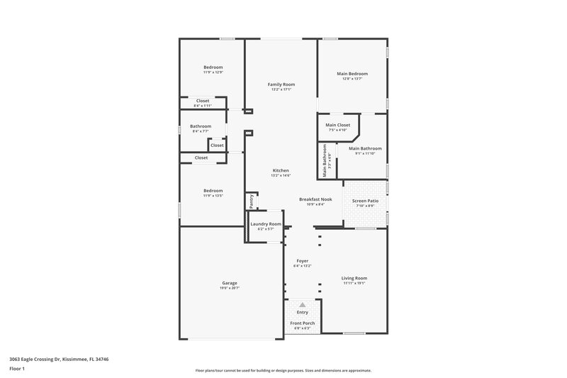 1,995/Mo, 3063 Eagle Crossing Drive Kissimmee, FL 34746 Floor Plan View
