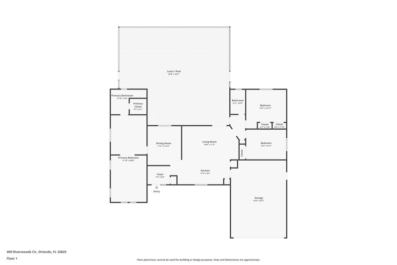 2,255/Mo, 409 Riverwoods Circle Orlando, FL 32825 Floor Plan View