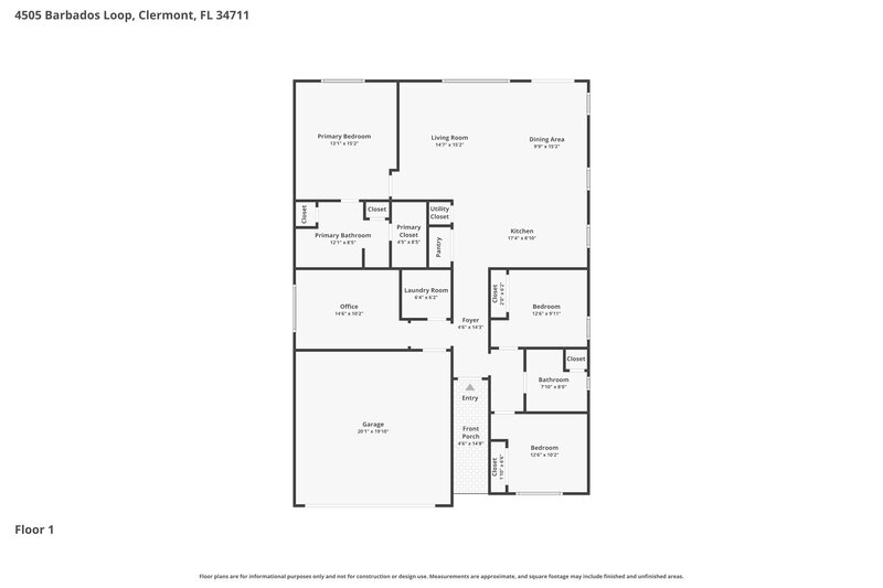 2,440/Mo, 4505 Barbados Loop Clermont, FL 34711 Floor Plan View