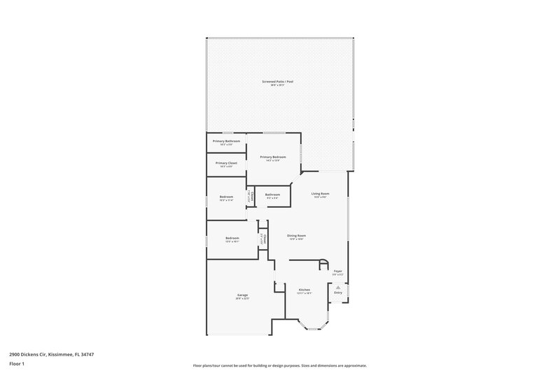 2,200/Mo, 2900 Dickens Circle Kissimmee, FL 34747 Floor Plan View