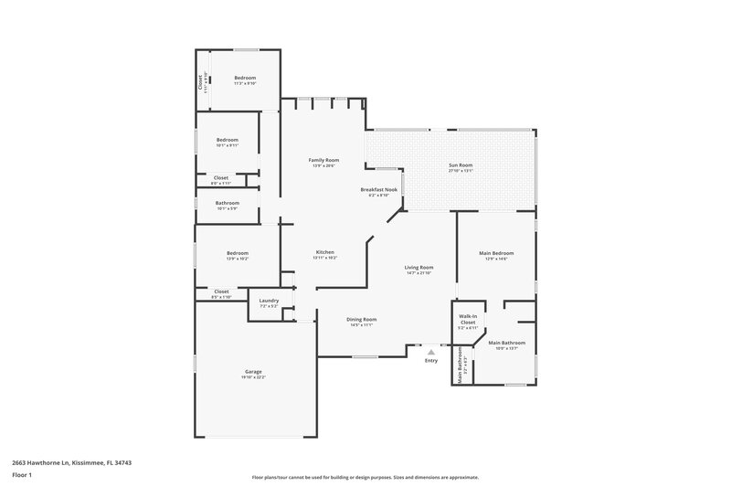 2,460/Mo, 2663 Hawthorne Ln Kissimmee, FL 34743 Floor Plan View