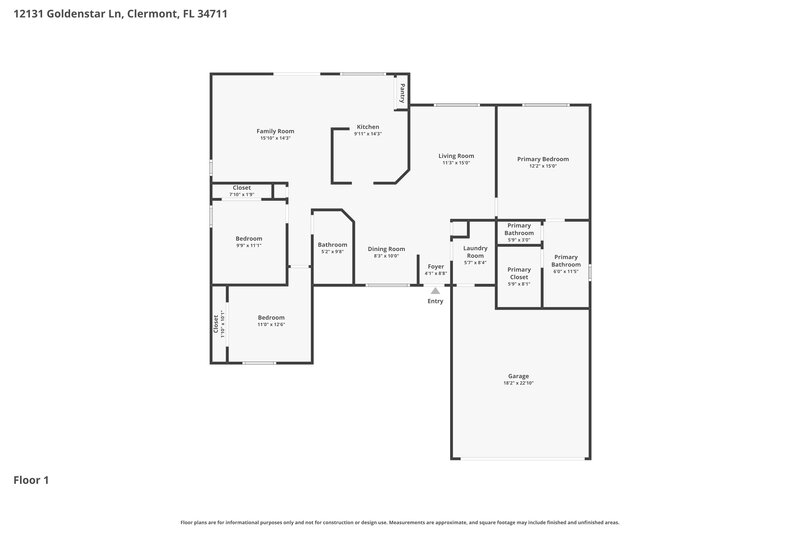 2,350/Mo, 12131 Goldenstar Ln Clermont, FL 34711 Floor Plan View