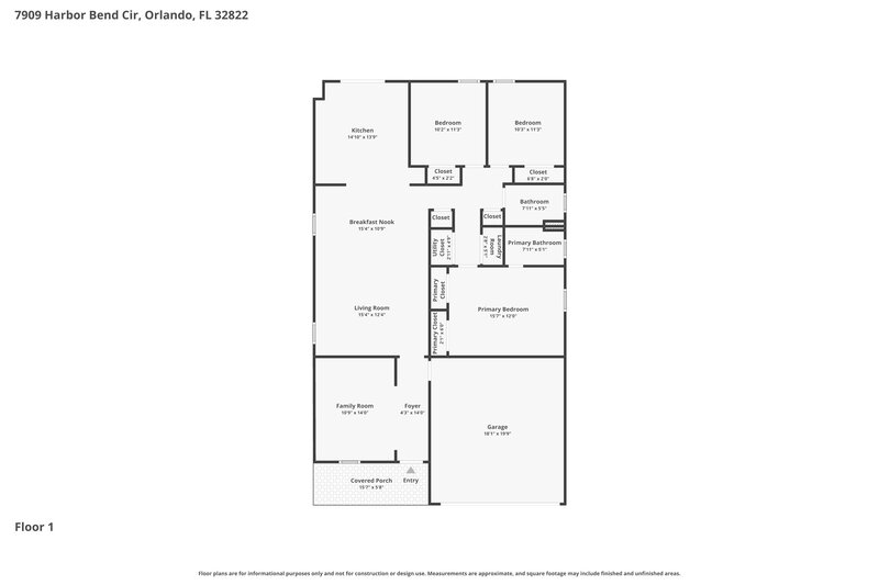2,300/Mo, 7909 Harbor Bend Cir Orlando, FL 32822 Floor Plan View