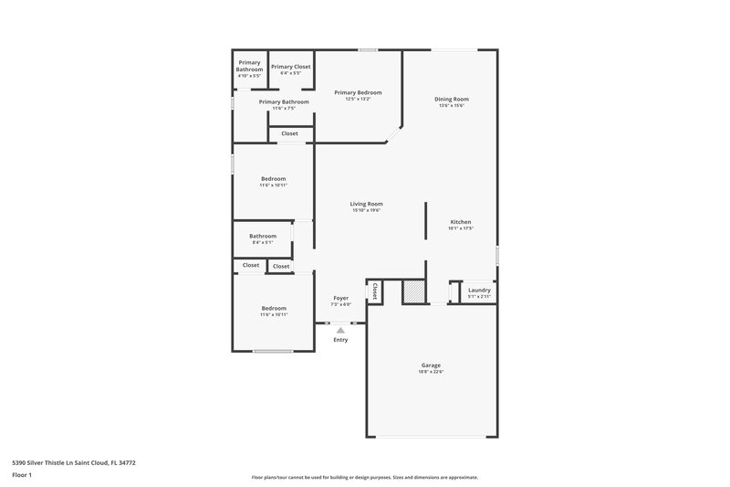 1,935/Mo, 5390 Silver Thistle Ln Saint Cloud, FL 34772 Floor Plan View