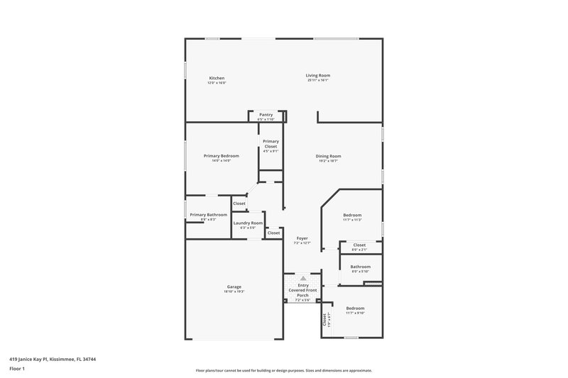 2,135/Mo, 419 Janice Kay Place Kissimmee, FL 34744 Floor Plan View
