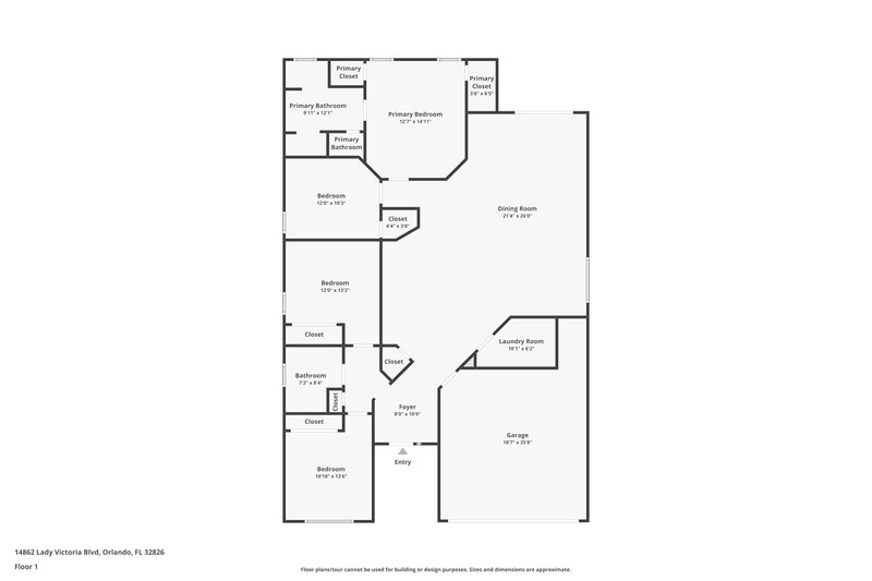 2,540/Mo, 14862 Lady Victoria Blvd Orlando, FL 32826 Floor Plan View