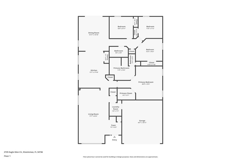 2,125/Mo, 2725 Eagle Glen Cir Kissimmee, FL 34746 Floor Plan View