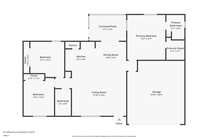 1,975/Mo, 617 Willow Run St Minneola, FL 34715 Floor Plan View