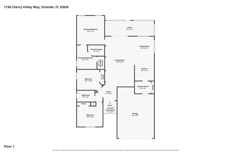 2,355/Mo, 1136 Cherry Valley Way Orlando, FL 32828 Floor Plan View