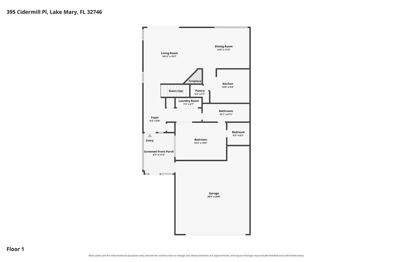 2,595/Mo, 395 Cidermill Pl Lake Mary, FL 32746 Floor Plan View