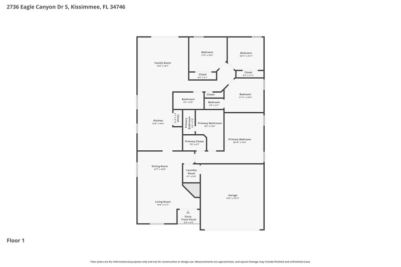 2,185/Mo, 2736 Eagle Canyon Dr S Kissimmee, FL 34746 Floor Plan View