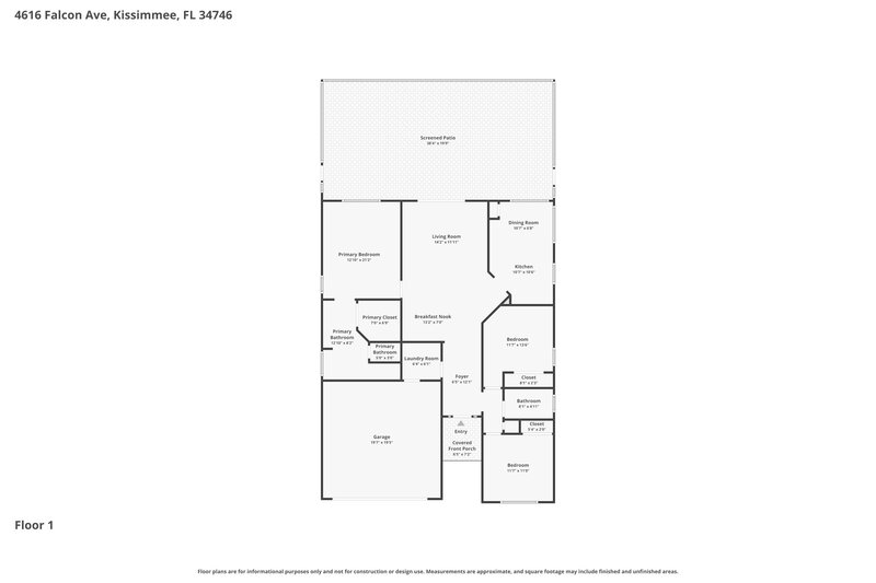 2,370/Mo, 4616 Falcon Ave Kissimmee, FL 34746 Floor Plan View