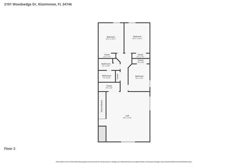 2,620/Mo, 2101 Woodsedge Dr Kissimmee, FL 34746 Floor Plan View 2