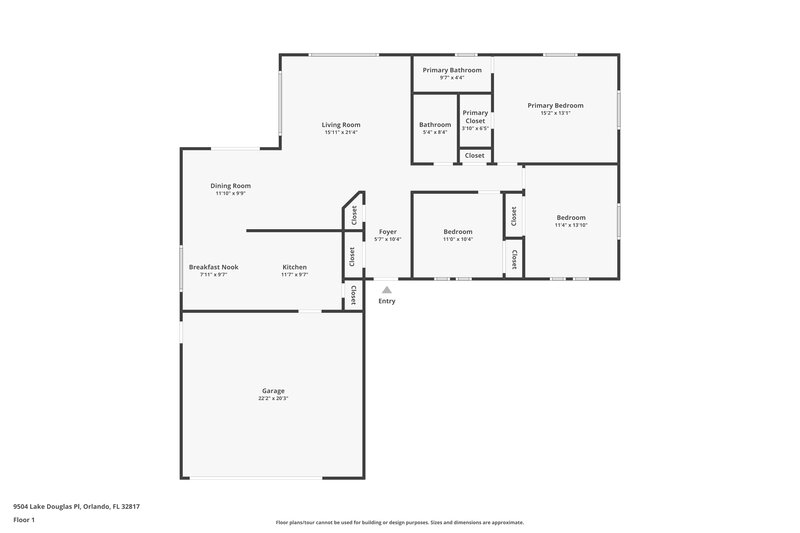 2,375/Mo, 9504 Lake Douglas Pl Orlando, FL 32817 Floor Plan View