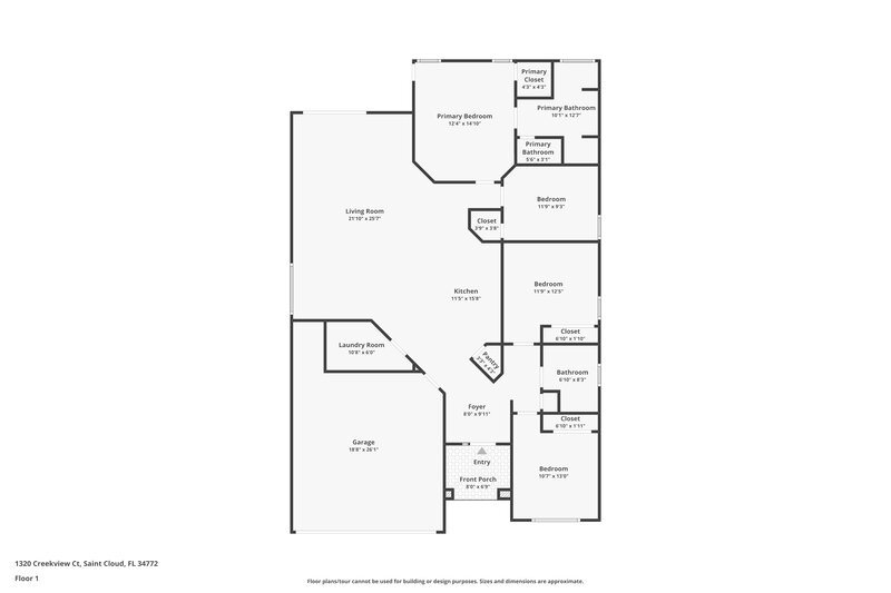 2,205/Mo, 1320 Creekview Ct Saint Cloud, FL 34772 Floor Plan View