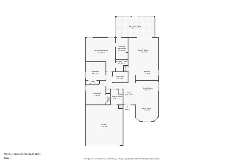 2,190/Mo, 1820 Greenbrook Ct Oviedo, FL 32766 Floor Plan View