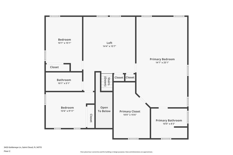 2,300/Mo, 3433 Goldeneye Ln Saint Cloud, FL 34772 Floor Plan View 2