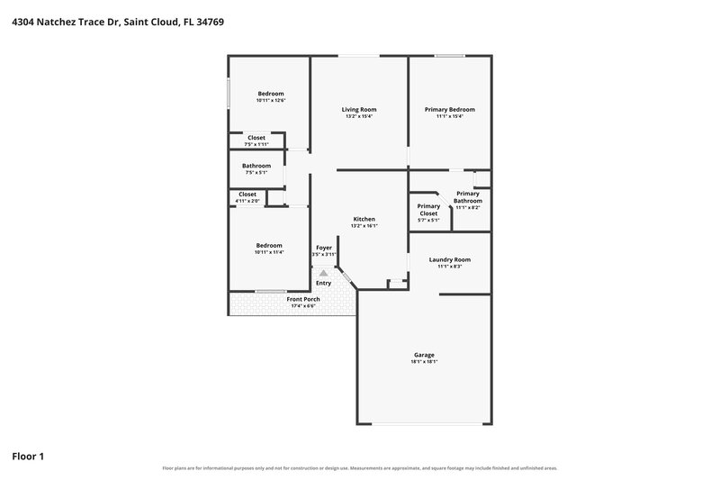 1,920/Mo, 4304 Natchez Trace Dr Saint Cloud, FL 34769 Floor Plan View