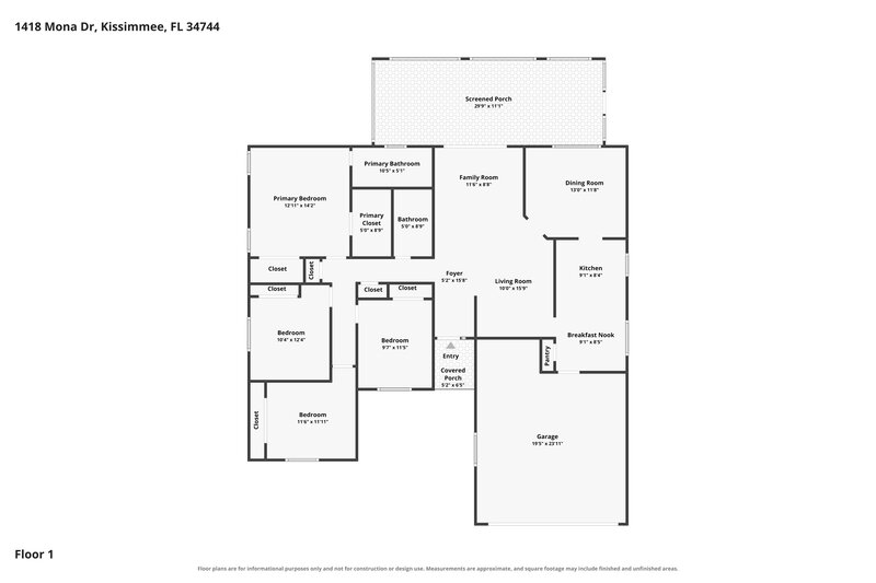 2,420/Mo, 1418 Mona Dr Kissimmee, FL 34744 Floor Plan View