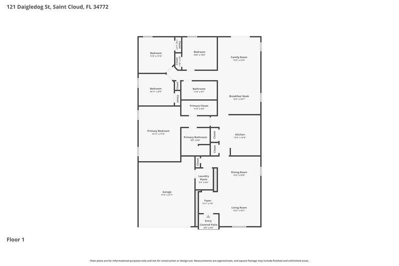 2,345/Mo, 121 Daigledog St Saint Cloud, FL 34772 Floor Plan View