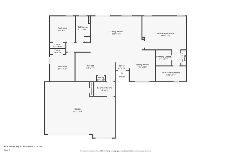 1,970/Mo, 4108 Shelter Bay Dr Kissimmee, FL 34746 Floor Plan View