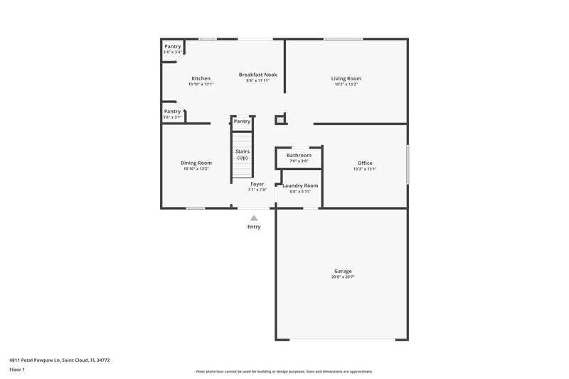 2,300/Mo, 4811 Petal Pawpaw Ln Saint Cloud, FL 34772 Floor Plan View
