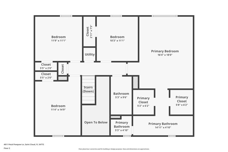 2,300/Mo, 4811 Petal Pawpaw Ln Saint Cloud, FL 34772 Floor Plan View 2