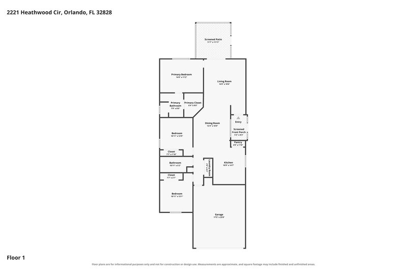 2,540/Mo, 2221 Heathwood Cir Orlando, FL 32828 Floorplan View