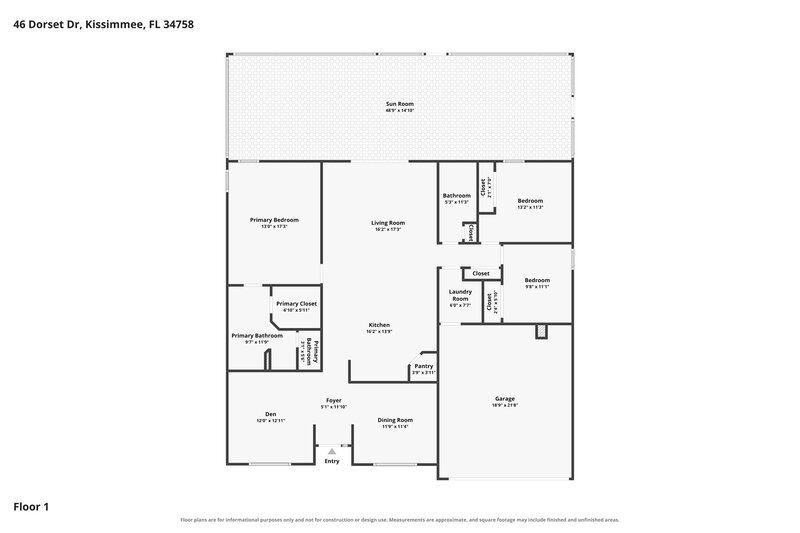 1,975/Mo, 46 Dorset Dr Kissimmee, FL 34758 Floor Plan View