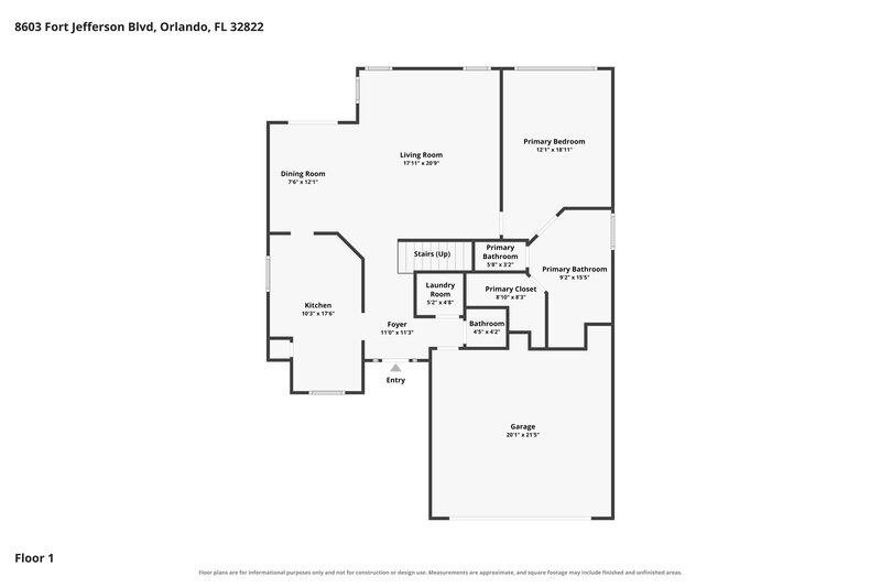 2,650/Mo, 8603 Fort Jefferson Blvd Orlando, FL 32822 Floor Plan View
