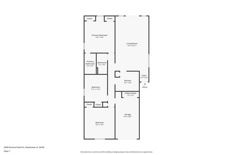 2,115/Mo, 2459 Parsons Pond Cir Kissimmee, FL 34743 Floor Plan View