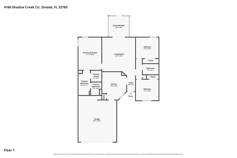 2,280/Mo, 4166 Shadow Creek Cir Oviedo, FL 32765 Floor Plan View