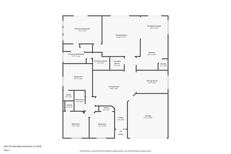 2,100/Mo, 2041 The Oaks Blvd Kissimmee, FL 34746 Floor Plan View