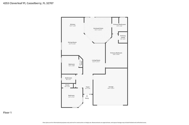 2,365/Mo, 4253 Cloverleaf Pl Casselberry, FL 32707 Floor Plan View