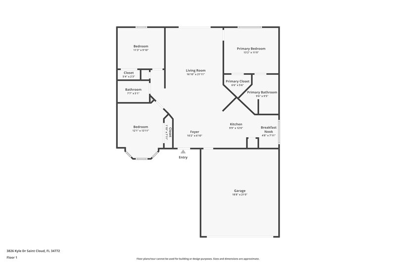2,090/Mo, 3826 Kyle Dr Saint Cloud, FL 34772 Floor Plan View