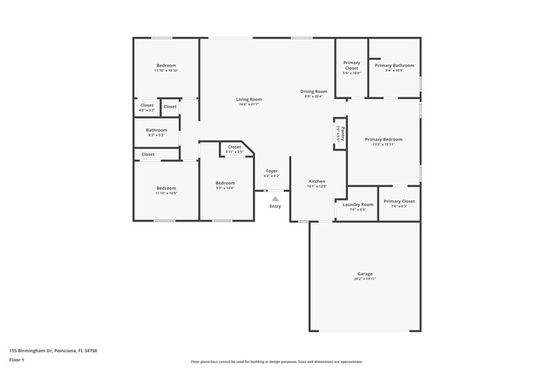 2,035/Mo, 155 Birmingham Dr Kissimmee, FL 34758 Floor Plan View