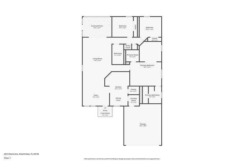 2,135/Mo, 2613 Deck Ave Kissimmee, FL 34743 Floor Plan View