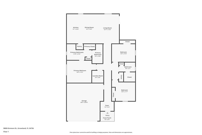 2,020/Mo, 9808 Kinmore Dr Groveland, FL 34736 Floor Plan View