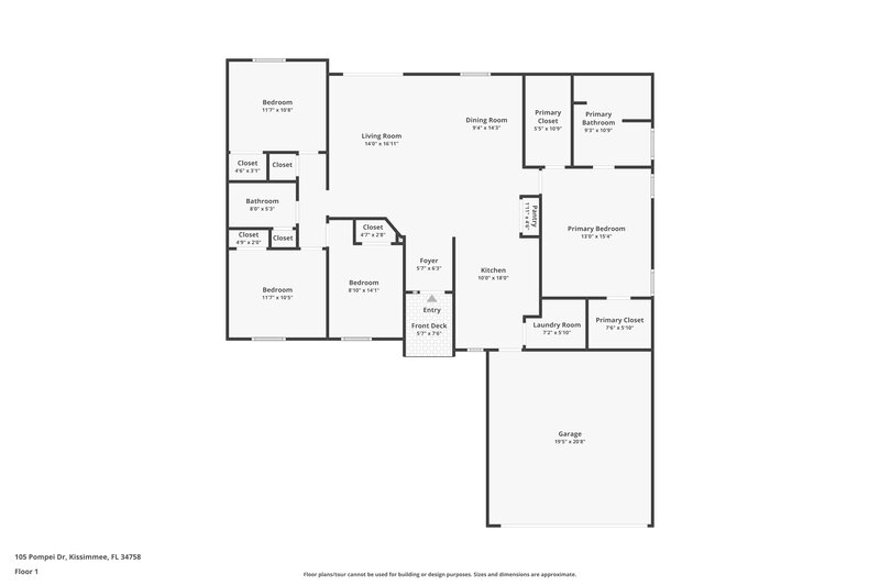 1,920/Mo, 105 Pompei Dr Kissimmee, FL 34758 Floor Plan View