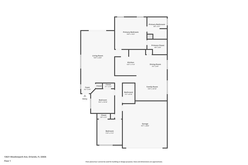 2,140/Mo, 13621 Meadowpark Ave Orlando, FL 32826 Floor Plan View