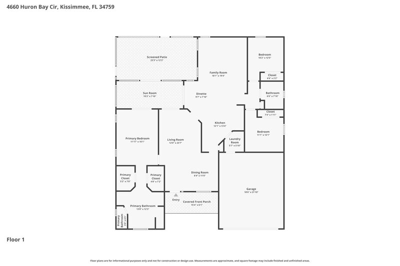2,160/Mo, 4660 Huron Bay Circle Kissimmee, FL 34759 Floor Plan View