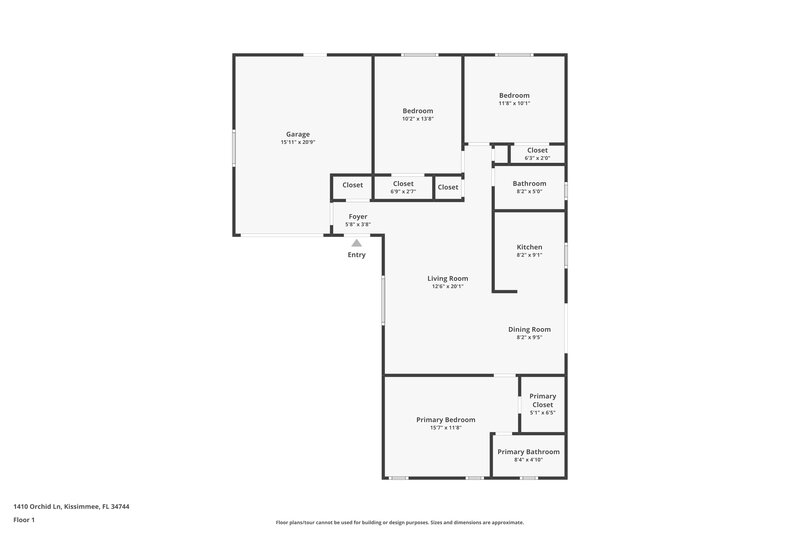 2,020/Mo, 1410 Orchid Ln Kissimmee, FL 34744 Floor Plan View