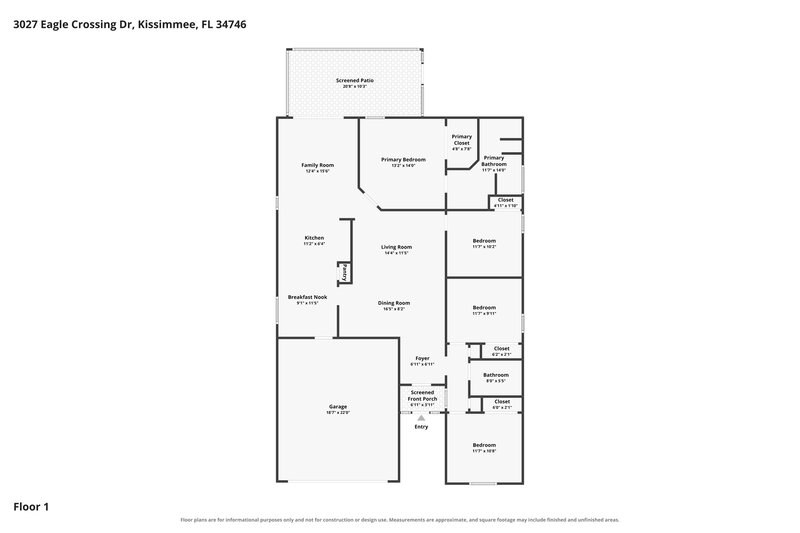 2,105/Mo, 3027 Eagle Crossing Dr Kissimmee, FL 34746 Floor Plan View