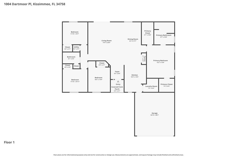 2,060/Mo, 1004 Dartmoor Pl Kissimmee, FL 34758 Floor Plan View