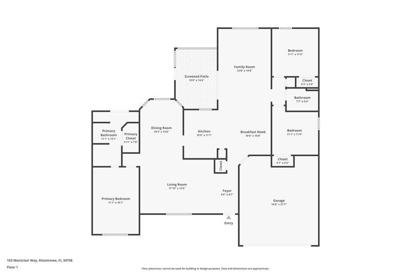 1,900/Mo, 103 Montclair Way Kissimmee, FL 34758 Floor Plan View